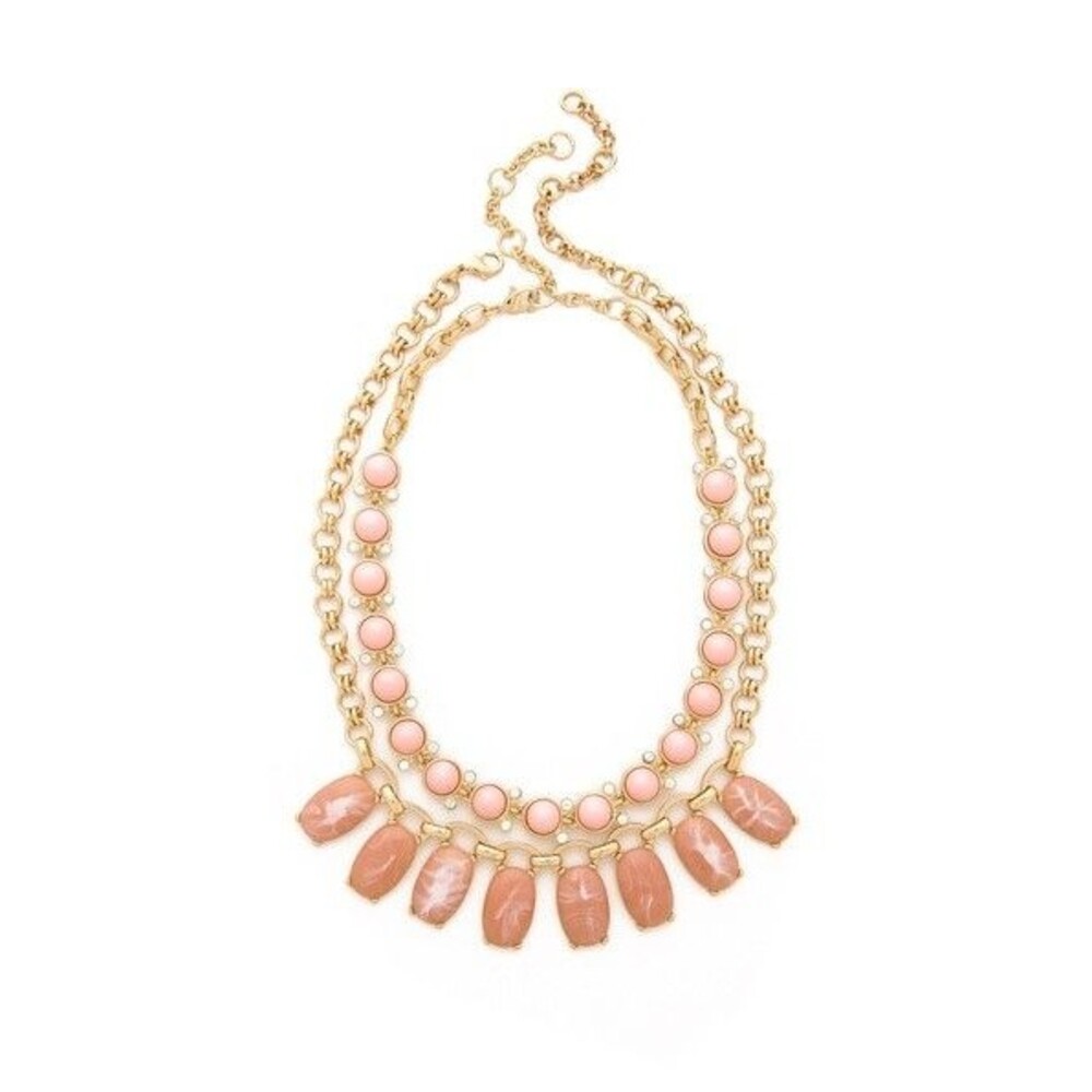 Lee by Lee Angel Women's Spray Peach Swirl Stone Statement Necklace NWT 48